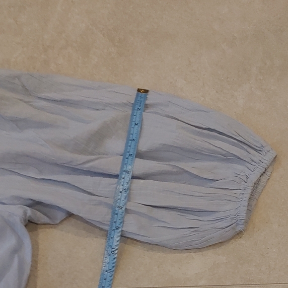 Free People Light Blue Lace Trim Blouse - Picture 7 of 8